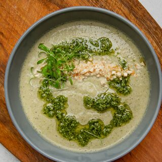 Broccoli Pesto Soup, plated