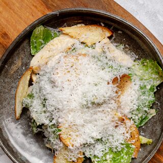 Caesar with Chicken, plated