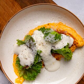 Omelet with Muhammara, plated