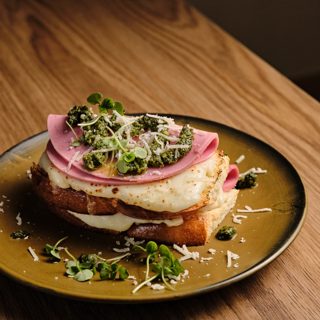 Grilled Cheese Mortadella Sandwich, plated