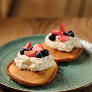 Homemade Pancakes with Berries, plated